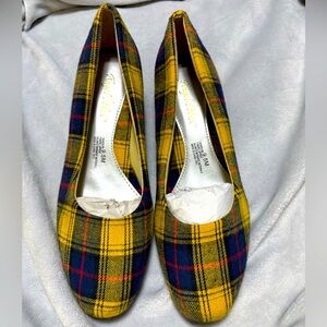 Vibrant Yellow and Blue Tartan Loafers